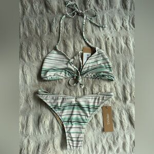 Tan + Lines striped bikini NWT